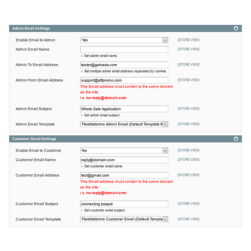 Backend Admin Email Configuration