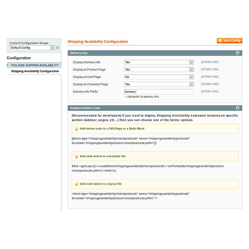 Admin Settings - Shipping Availability