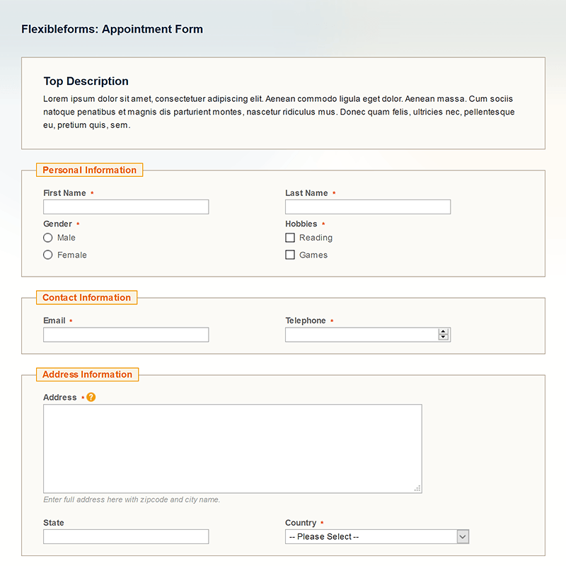Frontend Form Default