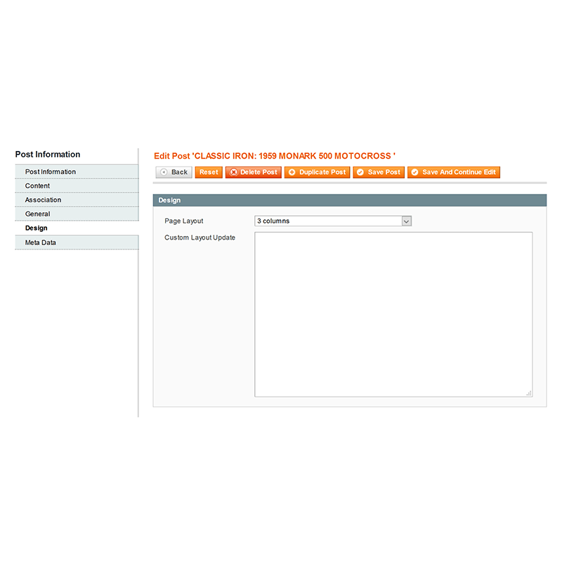 Edit Post - Post Design