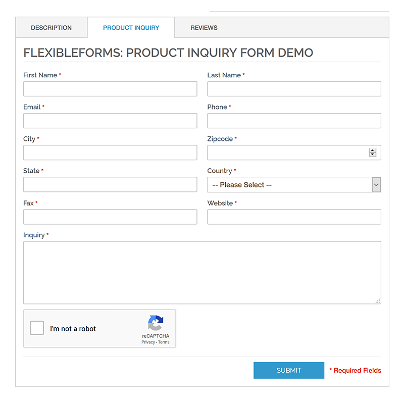 Frontend Product Inquiry Form Responsive