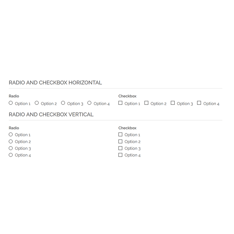 Frontend Radio and Checkbox Horizontal and Verical Default