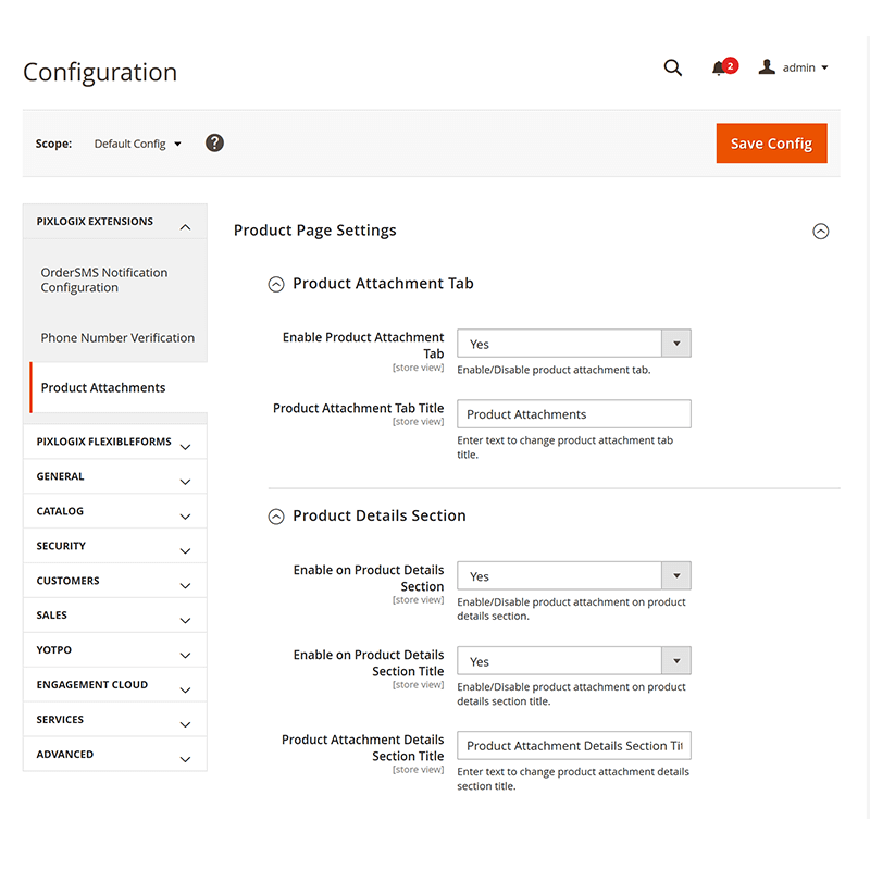 Product Attachment Tab