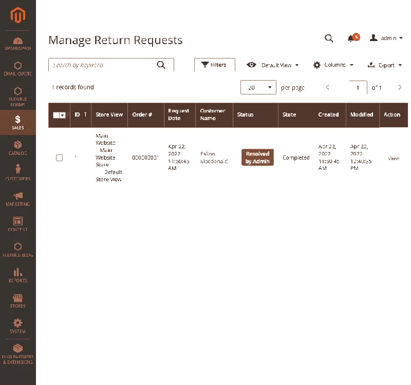 RMA > Admin > Manage Return Conditions