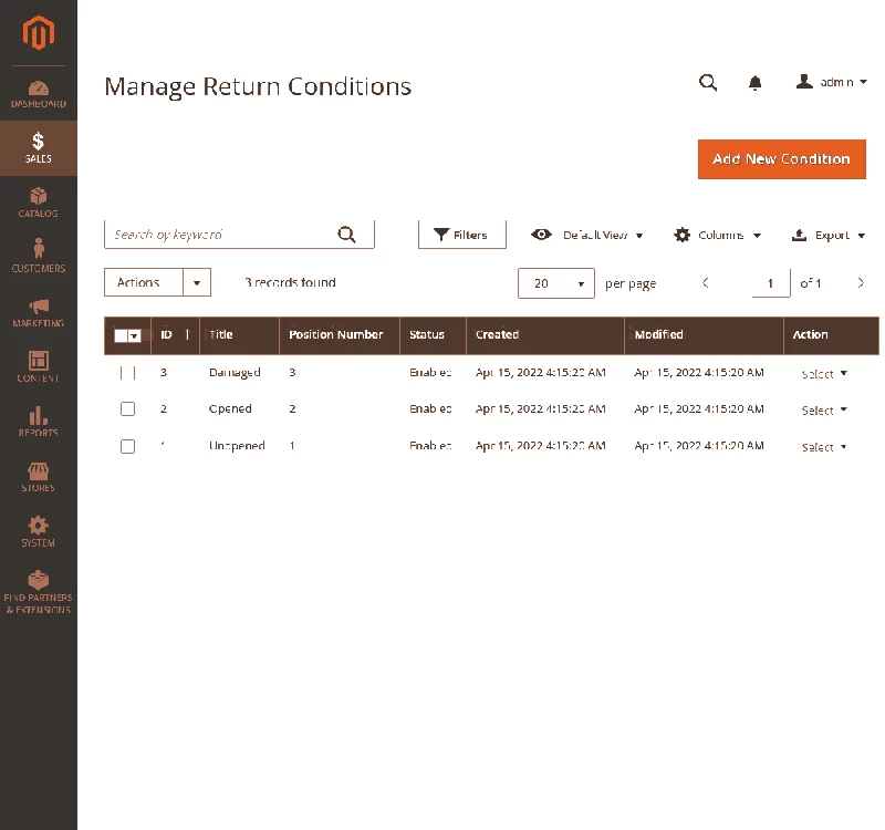 RMA > Admin > Manage Return Requests