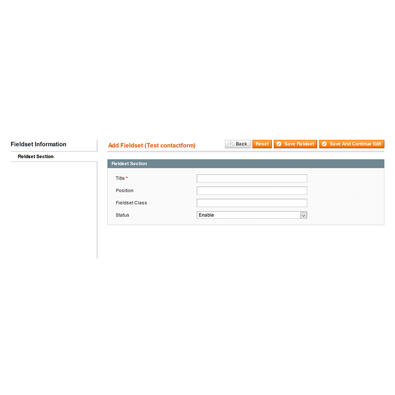 Backend Form Edit - Fieldset Edit Form