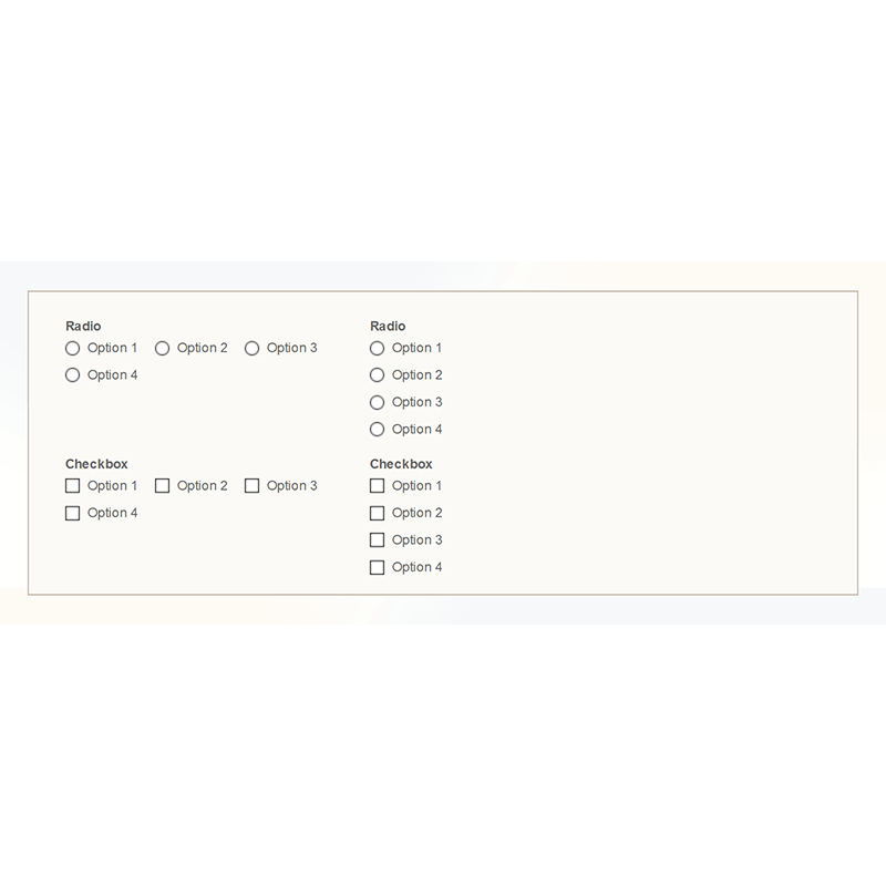Frontend Radio and Checkbox Horizontal and Verical Responsive