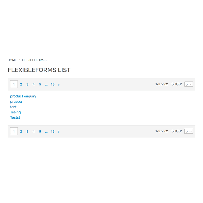 Frontend Form List