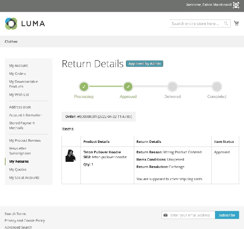 Return Item Details