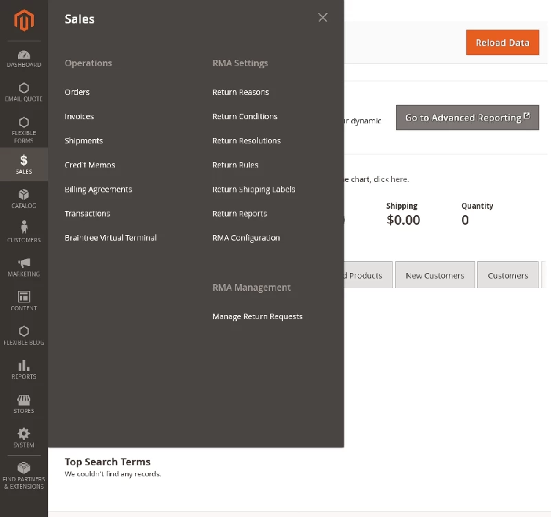 RMA Admin Menus