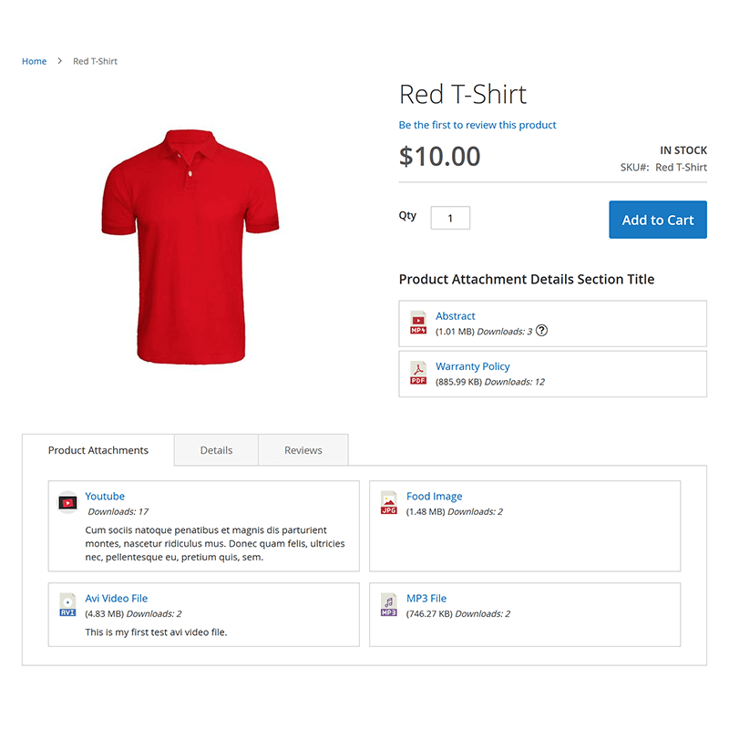 Product Attachments Grid/Box View Tab