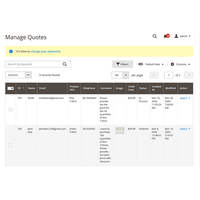 Manage Quotes - Admin