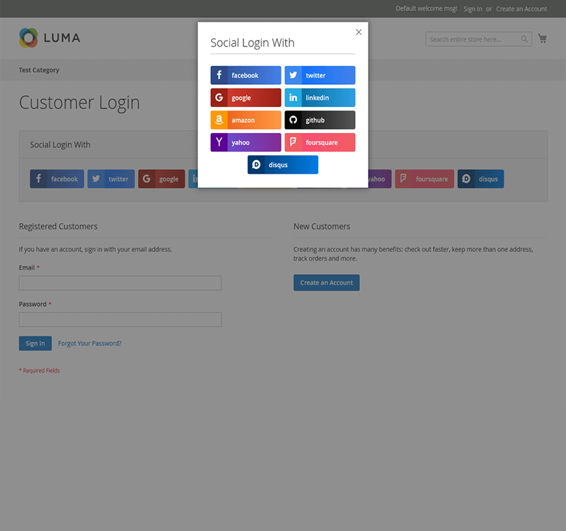 Social Login Popup