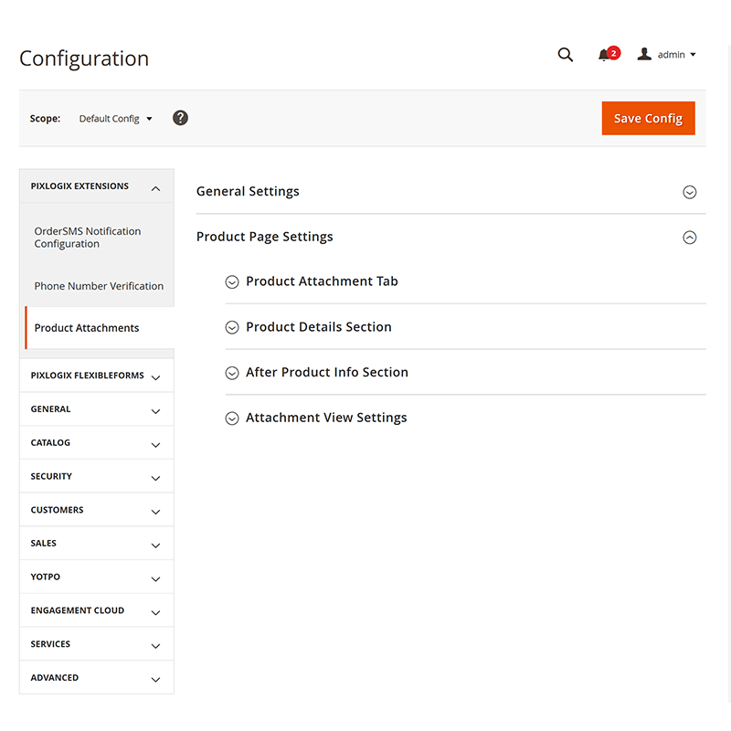 Product Page Settings